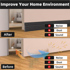 ESUFEIR 39"/1M Draft Excluder for Doors,Self Adhesive Draught Excluder for Bottom of Door,Silicone Draft Stopper Seal Strip for Soundproofing and Insulatuion,Black 39" L x2" W