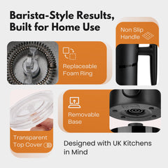 Straame Electric Milk Frother – Professional Automatic Foam Maker for Lattes, Cappuccinos & Hot Chocolates, Stainless Steel, Whisk & Froth in Seconds, Versatile Modes – Ideal for Home & Office Use