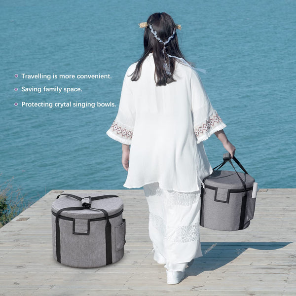 CVNC 432HZ 6-12 Inch Set of 7 PCS Frosted Quartz Crystal Singing Bowls (15cm-30cm) with 2 PCS Travel Carry Case Bag for Sound Healing and Therapy Meditation