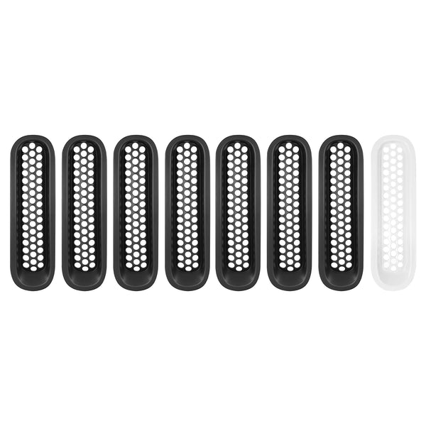 [Upgrade Clip in Version] Opar Matte Black Front Mesh Grille Inserts for 2007-2015 Jeep JK Wrangler & Wrangler Unlimited (Pack of 7)