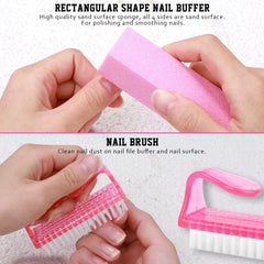 Nail Buffers and Files, FANDAMEI Manicure Tools Kit with 3PCS Nail File, 2PCS Nail Buffer, Rectangular Nail Buffer Block, Cuticle Nippers, Cuticle Pusher, Cuticle Peeler. Cuticle Oil and Nail Brush