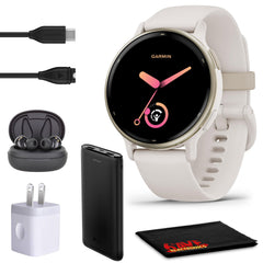 Garmin Vivoactive 5 Fitness Tracker Smart Watch for Women & Men with Cream Gold Aluminum Bezel & Ivory Case and Silicone Band with 11 Days Battery Life and Bright 1.2” AMOLED Touchscreen Display