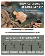 SMALLRIG Weight-Reducing Shoulder Strap Compatible with Sling Handle for DJI, Gimbal Belt with Upgraded QD Buckles for RS 4 / RS 4 Pro/RS 4 Mini/RS 3 / RS 3 Pro/RS 3 Mini/RS 2 Black - 5362