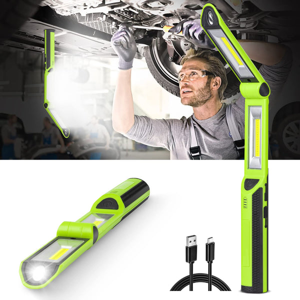 Work Light, Rechargeable LED Work Light 1500 Lumens, Inspection Lamp 180° Rotate 3 Modes, with 3 Magnetic Base and Hook Mechanic Light, for Car Repairing/Under Hood/Emergency/Outdoor