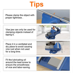 Holdfiturn 6 Inch Table Vice Heavy Duty Bench Vice with 360 Degrees Swiveling Base Cast Iron Workshop Vise for Workshop Factory, Blue