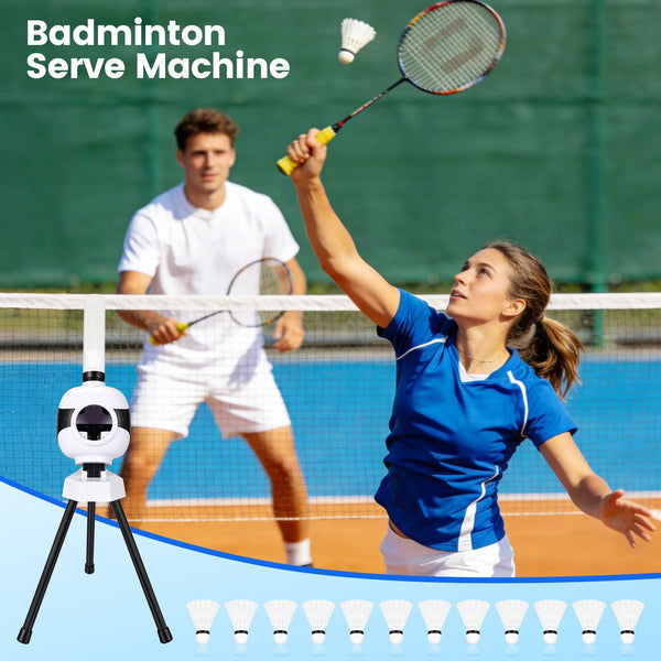 Makdly Badminton Serving Machine,Badminton Training Machine with 12 Shuttlecocks,Portable Automatic Shuttlecock Launcher for All Ages Indoor Outdoor Training