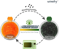 wisedry Silica Gel Desiccant Beads Bulk Reusable with Color Indicating Orange to Green - 0,9kg (2LBS), Bead Size 2-4 mm, Rechargeable