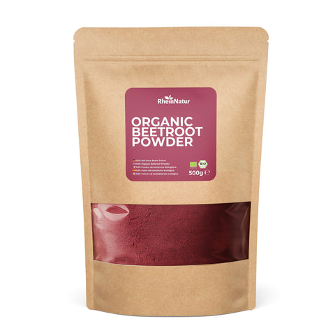 RheinNatur Organic Beetroot Powder 500g - 100% Beetroot Vegan Natural Ideal for Smoothies & Drinks Organic Quality