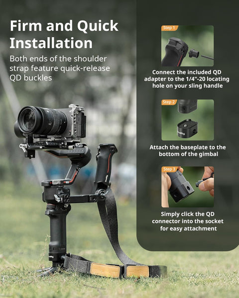 SMALLRIG Weight-Reducing Shoulder Strap Compatible with Sling Handle for DJI, Gimbal Belt with Upgraded QD Buckles for RS 4 / RS 4 Pro/RS 4 Mini/RS 3 / RS 3 Pro/RS 3 Mini/RS 2 Black - 5362