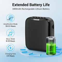 TONOR Voice Amplifier with Wireless Headset Microphone, 11h Duration Rechargeable, LED Display, 25 m Portable PA System with Wireless Mic for Teaching, Speech, Meeting,Performance,Tour Guiding K11
