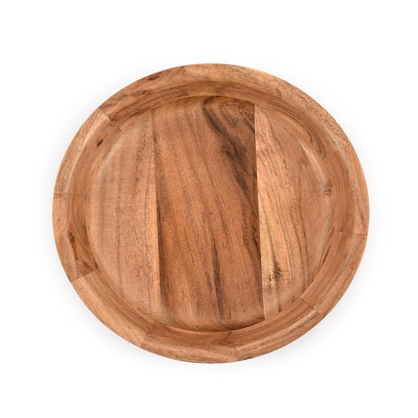 Kaizen Casa Wooden Round Shaped Serving Bowl for Fruit,Dessert Platter Tray Dish Kitchen Dining Fruit,Dessert,Snack