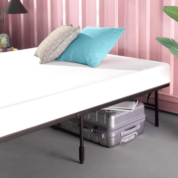 Zinus Shawn SmartBase Folding Guest Bed Frame King (150 x 200 cm) – Space Saving with Underbed Storage, No Assembly – Black