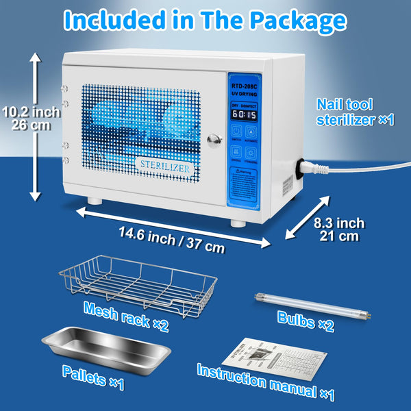 ANRUI UV Steriliser for Nail Tools: 12L Multi-Functional Nail Tool Cleaning Machine, UV Disinfection Cabinet with Timer Setting for Manicure, Home, Barbers, and Spas