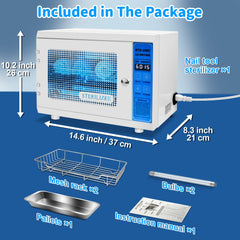 ANRUI UV Steriliser for Nail Tools: 12L Multi-Functional Nail Tool Cleaning Machine, UV Disinfection Cabinet with Timer Setting for Manicure, Home, Barbers, and Spas