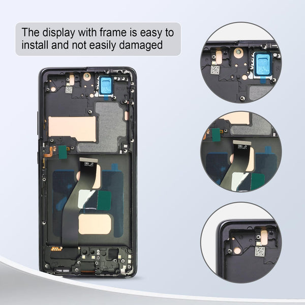 DTD Display for Samsung Galaxy S21 Ultra LCD Screen Replacement Touchscreen Assembly with Tools (Black with Frame, Without Fingerprint Recognition)