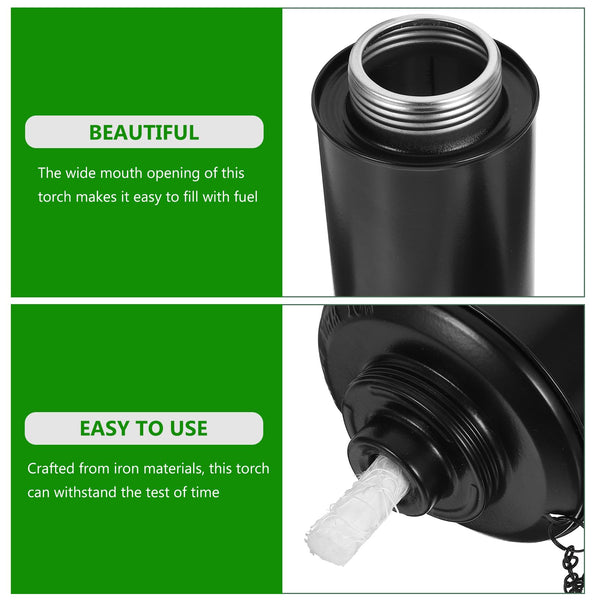 Hemobllo Torch Canister for Garden Outdoor Torch Container with Wick and Metal Cap Easy Fill Fuel Holder for Patio Backyard Lighting