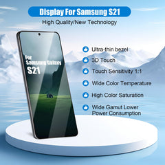 DTD Display for Samsung Galaxy S21 5G SM-G991B, SM-G991B/DS LCD Screen Replacement Touch Screen Assembly with Tools (Black with Frame, No Fingerprint Recognition)