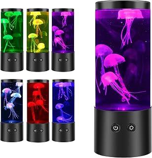 Jellyfish Lamp Jelly Fish Lava Light Lamp Aquarium Sensory Lights with 7 Change Colours Modes Realistic Jellyfish Tank Mood Light USB/Battery Operated Table Lamps for Living Room Bedroom Office Décor