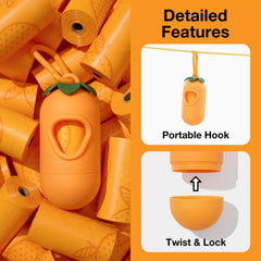 VETRESKA Orange Scented Dog Poop Bags with Holder - 105 Extra Thick & Large Leak Proof Pet Waste Bags | Refill Roll for Dog Walking, Cat Litter | Strong, Long-Lasting Fresh Scent Poo Bags, Orange