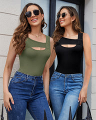 Necooer Tank Tops for Women Sleeveless Cutout Ribbed Fashion Sexy Spring and Summer Classic Slim Yoga Tops (Small,Wine)