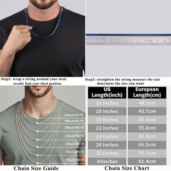 Avotto 925 Sterling Silver Chain for Men 2.5mm Mens Silver Chain Necklace Rope Chains Neckalce for Men Boys Kids Teen Boys Valentines Jewelry Gifts 18 Inch