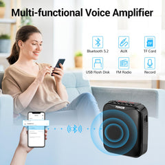 TONOR Voice Amplifier with Wireless Headset Microphone, 11h Duration Rechargeable, LED Display, 25 m Portable PA System with Wireless Mic for Teaching, Speech, Meeting,Performance,Tour Guiding K11