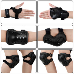 BOSONER Kids/Youth Knee Pad Elbow Pads Guards Protective Gear Set for Roller Skates Cycling BMX Bike Skateboard Inline Skatings Scooter Riding Sports (Black, Small (3-8 Years))