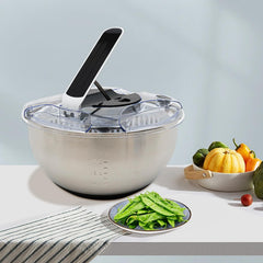Salad Spinner Stainless Steel with Colander Basket, Handle and Lid, Quick Dry Design, Easy Drain System, Non-Slip Base, 3.5litre Lettuce Spinner Fruits Vegetable Washer Dryer