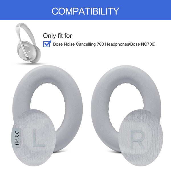 Replacement Ear Pads for Bose NC700 Noise Cancelling Headphones, Upgrade Protein Leather Earpad Cushions for Bose 700 Over-Ear Headset (Silver)