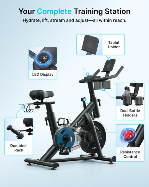 MERACH Magnetic Exercise Bike, Smart Training System, Quiet Comfort Ride