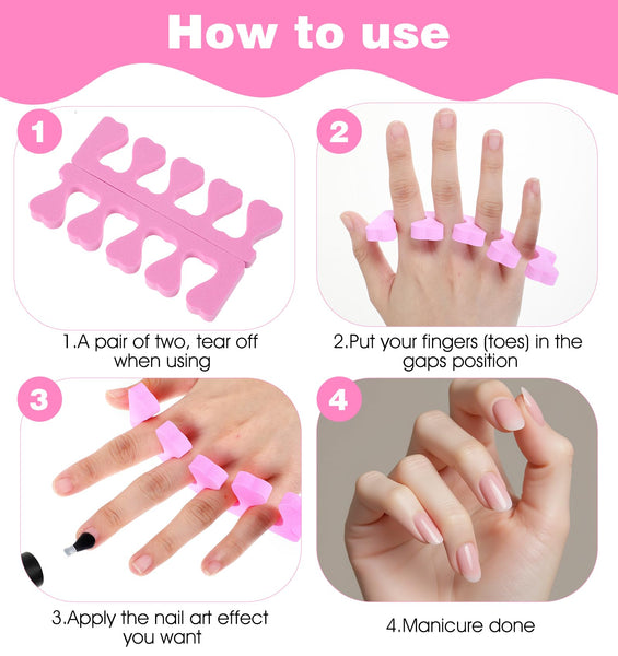 24 Pcs Toe Separators for Nail Varnish, Soft Sponge Toe Separators for Pedicure Manicure Polishing Coating Nail Polish Beauty Accessories Pink