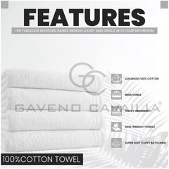 GC GAVENO CAVAILIA Large Towels Bath Sheet - Highly Absorbent Egyptian Cotton Towel Set - 4 Pack Extra Soft Large Bath Towel White - Quick Dry Bath Sheets - 450 GSM Washable Towels, 75X135 Cm