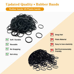 Black Elastic Hair Bands, Yedtreg 500pcs Small Rubber Bands with Box, Soft Mini Hair Elastics Ties for Women, Kids, Braids, Ponytails and Beard