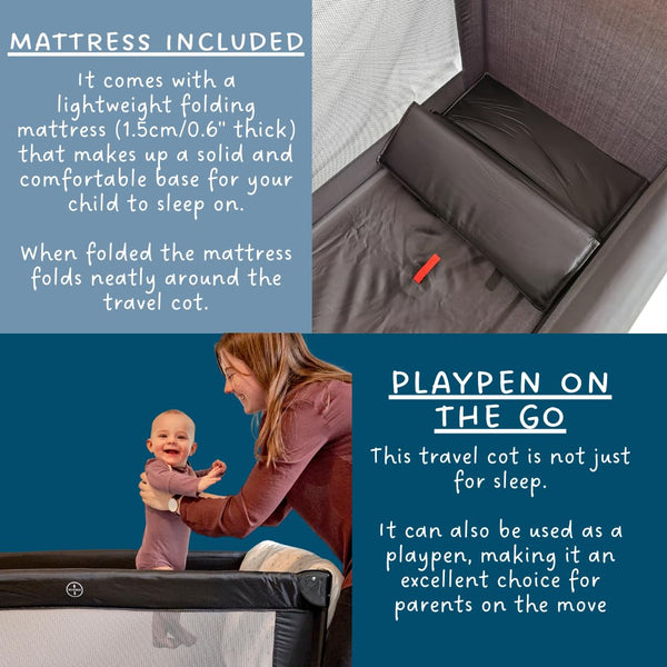 BabyDan Extra Large Travel Cot, 60x120cm (Baby Playpen) - Versatile Comfort for Your Baby's Sleep and Play