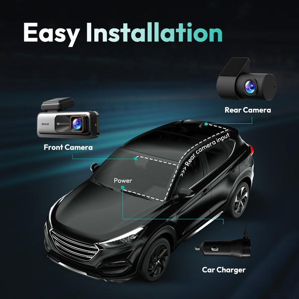 BOTSLAB 4K Dash Cam Front and Rear, Night Vision, ADAS, 2K Rear Camera, 170° Wide Angle, Built-in GPS and 5.8GHz WiFi, 24/7 Parking Mode with Voice Control and 64GB SD Card