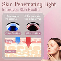 Face Lifting Device with Red Light Therapy | Skin Rejuvenation & Double Chin Slimming Massager | Remote-Controlled V-Face Beauty Instrument (Pink)