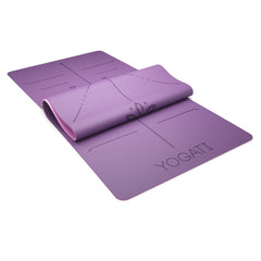 YOGATI Yoga Mat with Alignment Lines. Exercise mat with carry strap. Pilates mats for yoga or Fitness. Non slip Workout Mat. Thick Yoga Mats for women and men. Gym mats for home. Yoga matt thick.