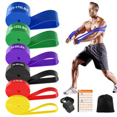 Fokky Resistance Bands Set, 6 Levels Exercise Band Pull Up Bands with Door Anchor, Resistance Band Women Resistance Bands Set Men for CrossFit, Stretching, Powerlifting, Strength Training, Pull Up