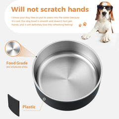 WENBOKMIN Dog Bowl, Stainless Steel Dog Food and Water Bowl with Non Slip Quiet Bottom, Easy to Clean, Dishwasher Safe, 64oz, Black