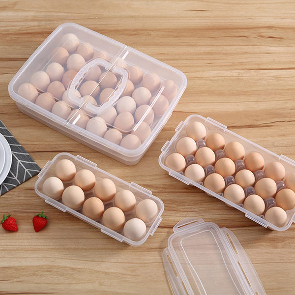 DHYLRICHER 2 Pack Modern Transparent Plastic Egg Trays, Rectangular, Holds 36 Eggs, Fits 18x2 Eggs, Sturdy, Freezer Safe, Hand Wash Only