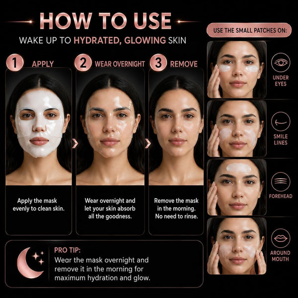 10pc Glass Skin Bio-Collagen + Hyaluronic Acid Hydrogel Face Mask