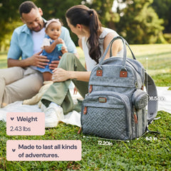 BabbleRoo Baby Changing Bag Backpack, Nappy Changing Back Pack Diaper Bags with Changing Mat & Pacifier Holder for Mom & Dad (Sea Animals)
