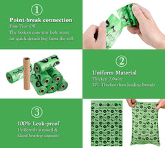 Nineaccy Dog Poo Bags with Holder-240 Large Poop Bags, Corn Starch Blended Poo Bag, Extra Thick Strong Leak Proof Poop Waste Bag for Dogs (Green)