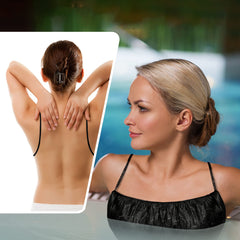 150 Pcs Disposable Bras and Panties Set Included 50 Pieces Bras 100 Pieces Thong for Women, Individually Wrapped, Black, M/L