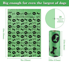 Nineaccy Dog Poo Bags with Holder-240 Large Poop Bags, Corn Starch Blended Poo Bag, Extra Thick Strong Leak Proof Poop Waste Bag for Dogs (Green)