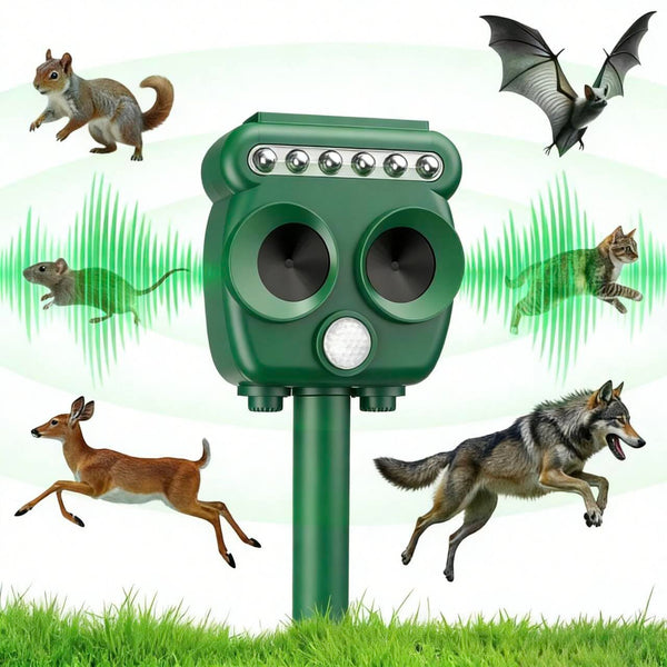 Ultrasonic Animal Repellent,Solar Powered animal Repellent, Garden Repellent, Animal Repellent Dog Scarer Deterrent for Wild AnimalsSuitable for Repelling Cats,Foxes,Squirrels, Pigeons, Rodents