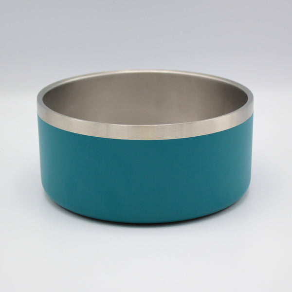 Stainless Steel Double Walled Dog Bowls | Durable, Non-slip & Dishwasher Safe Pet Bowl with Powder Coating Colour | Available in 900ml and 1900ml, in Grey or Teal (Teal, 1900ml)