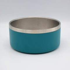 Stainless Steel Double Walled Dog Bowls | Durable, Non-slip & Dishwasher Safe Pet Bowl with Powder Coating Colour | Available in 900ml and 1900ml, in Grey or Teal (Teal, 1900ml)