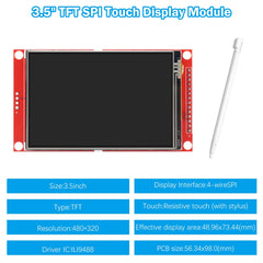3.5 inch LCD TFT touch display with ili9488 chip Binghe 3.5 inch 3.3V 5V LCD display touch module with touch pen 320 x 480 resolution driver ILI9488 4-wire SPI compatible with Arduino