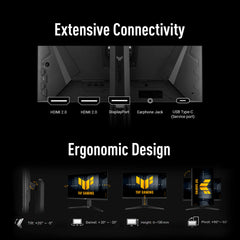 ASUS TUF Gaming Series 5 - VG27AQL5A Gaming Monitor – 27-inch, QHD(2560x1440), 210Hz(OC), Fast IPS, ELMB SYNC, 0.3ms GTG (min.), Stereo speaker, DisplayWidget Center, Gaming AI, Height Adjustment